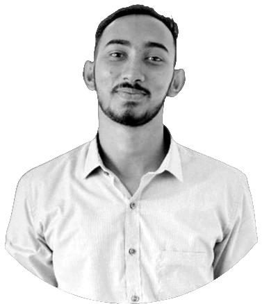Black-and-white portrait of Gayan Rathnayake